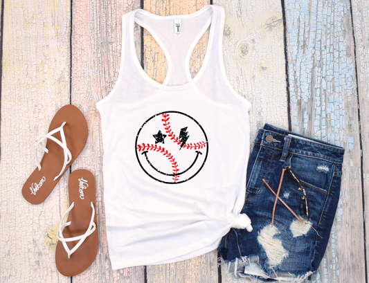 Baseball Smiley Face Tank Top