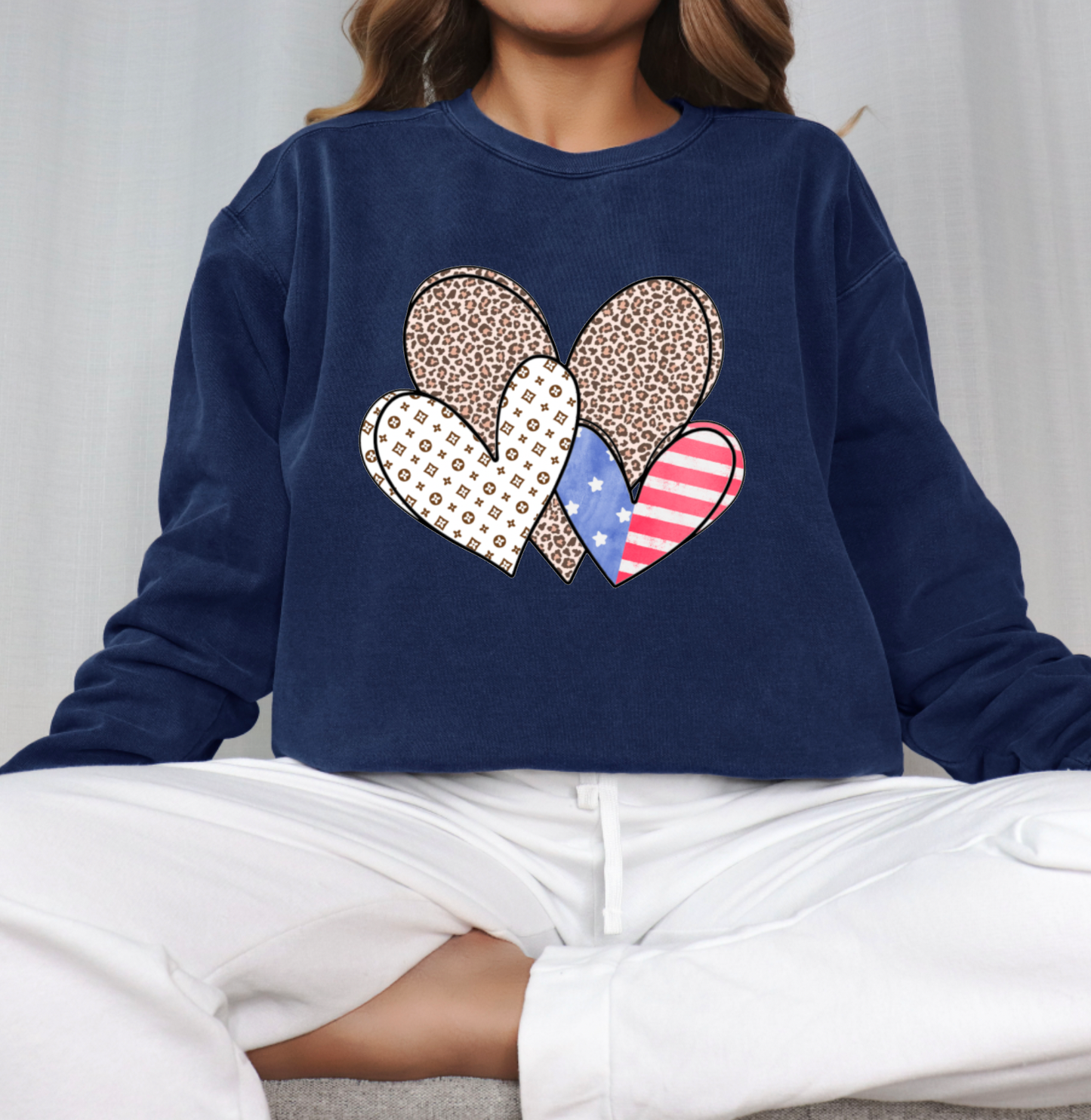 Preppy America Hearts Sweatshirt | 4th of July | USA