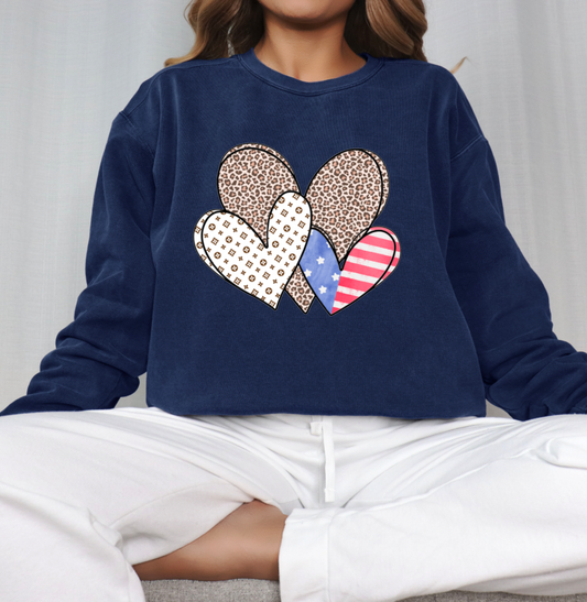 Preppy America Hearts Sweatshirt | 4th of July | USA