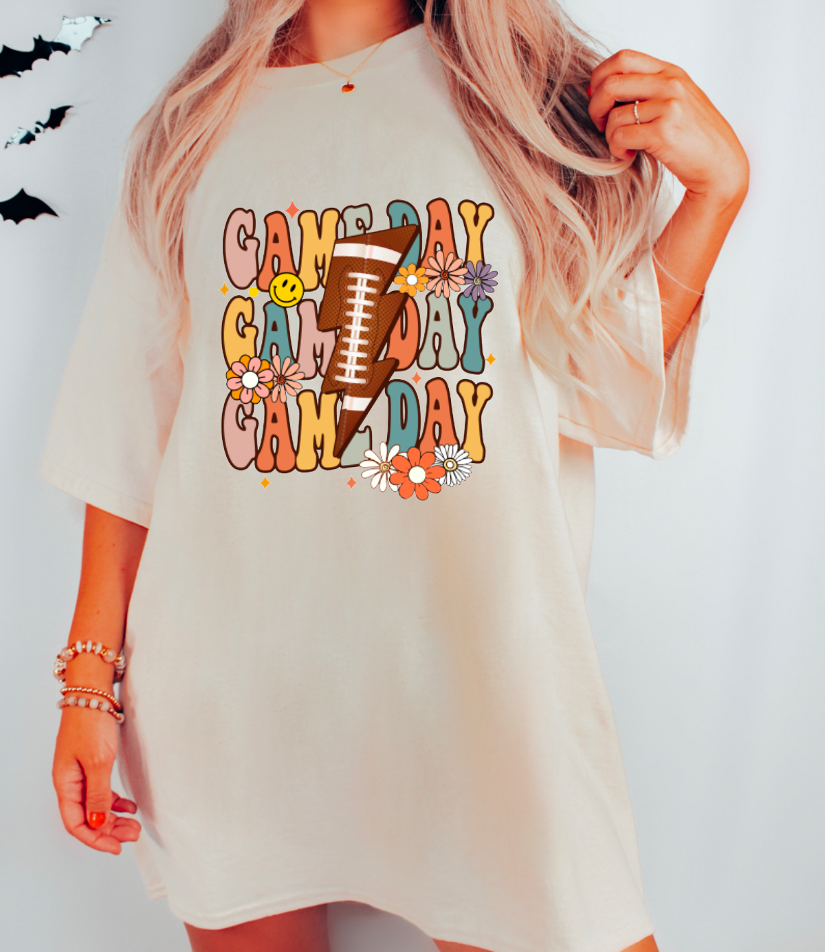 Retro Gameday Lightning Bolt Comfort Colors Tee Football Tee