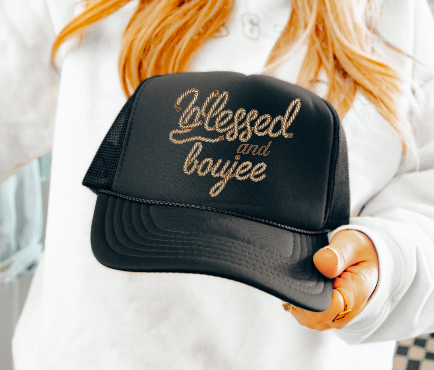 Preppy Blessed & Boujee Trucker Hat Western Country 
