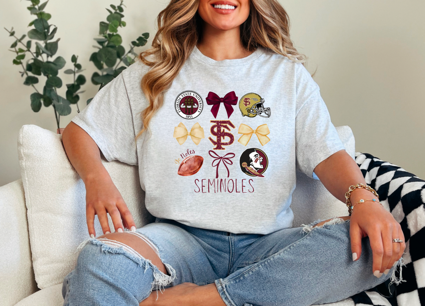 Florida State Seminoles Football Coquette Graphic Tee FSU
