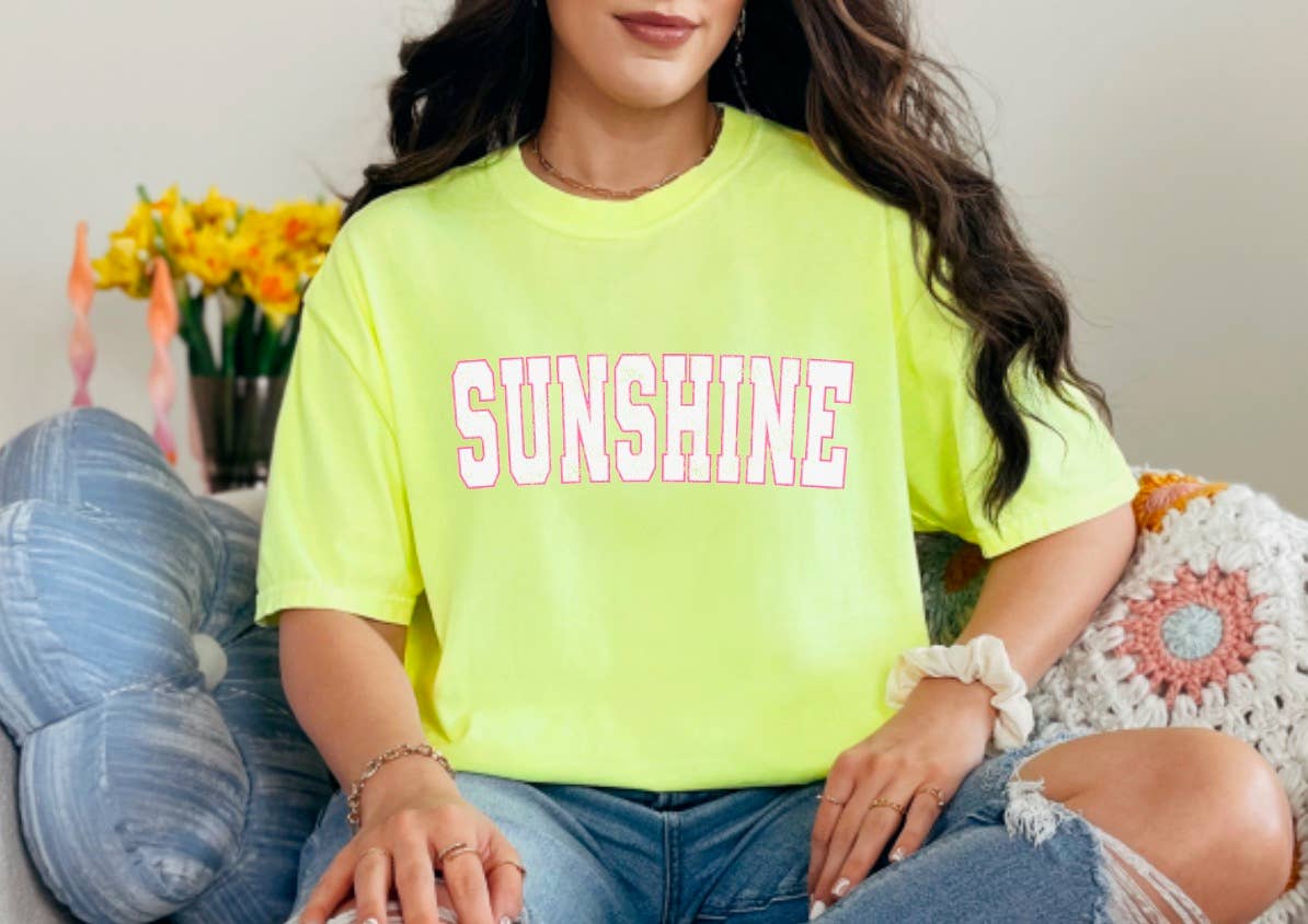Distressed Varsity Sunshine Graphic Tee Beach