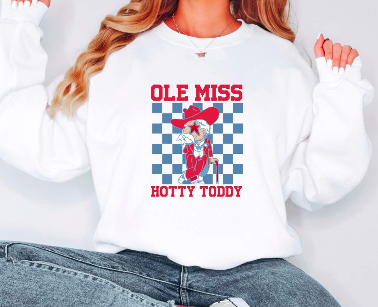 Ole Miss Rebels Checker Crewneck Sweatshirt