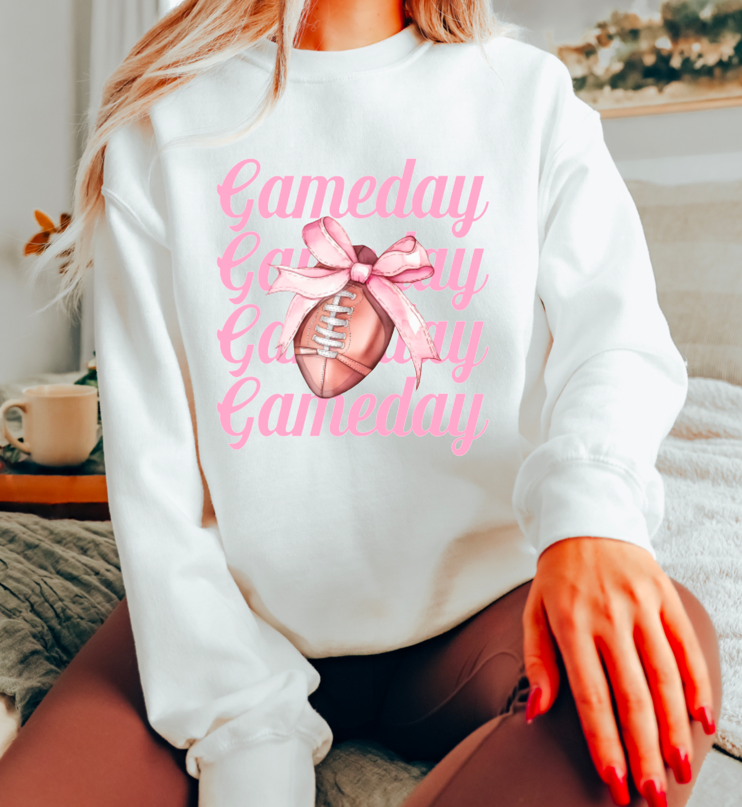 Football Game Day Stacked Coquette Sweatshirt