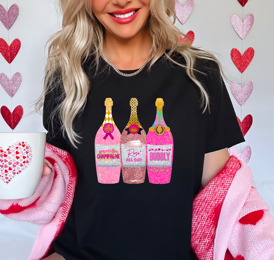 Faux Glitter Sparkly Champagne Gildan Tee