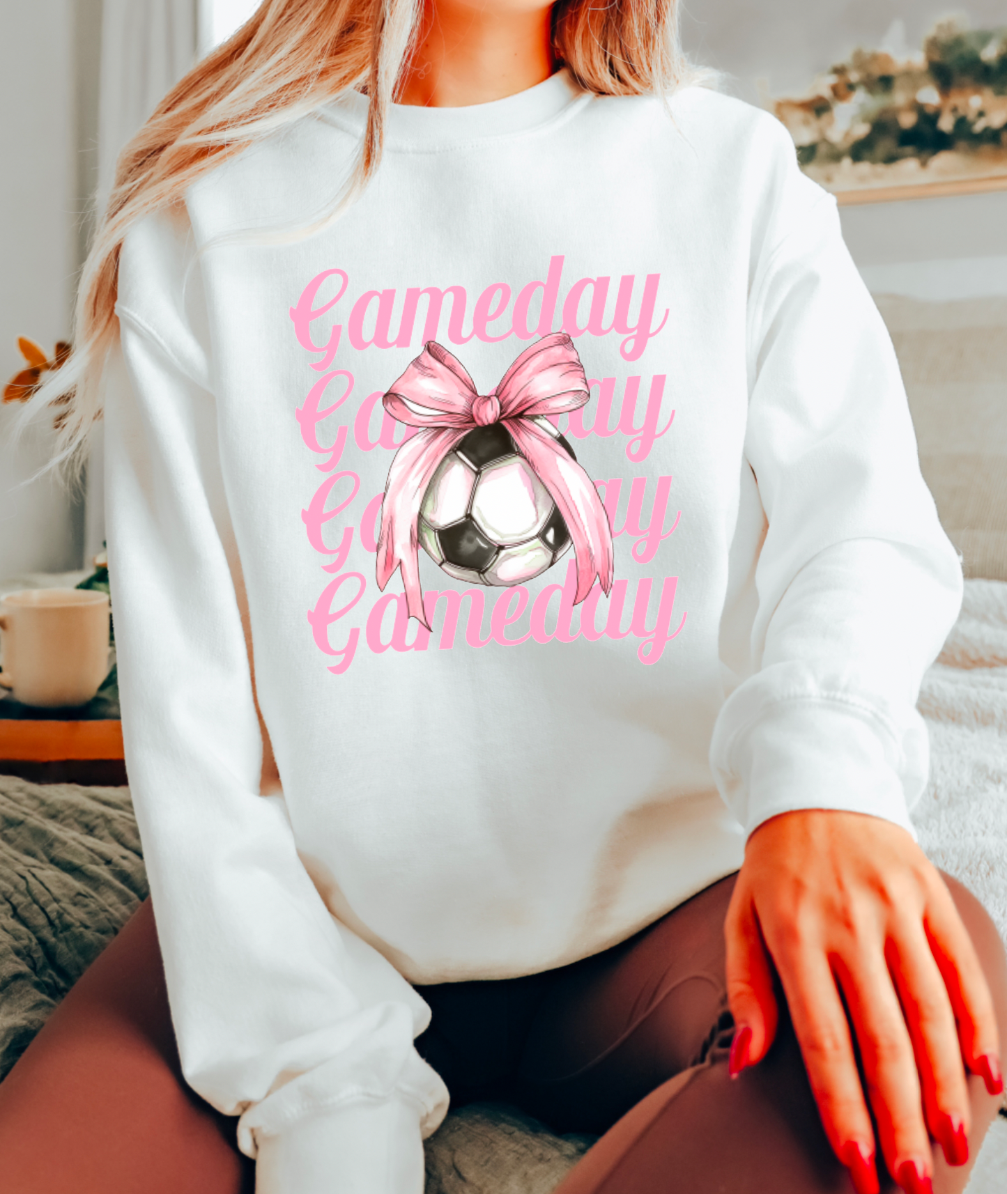 Soccer Game Day Stacked Coquette Sweatshirt