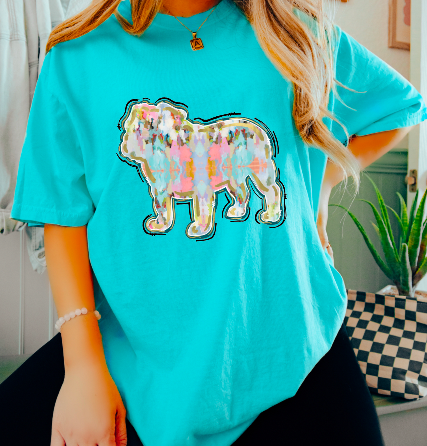 Watercolor Bulldogs Women's Graphic Tee Football Mississippi