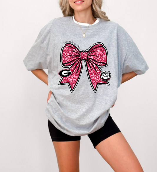 Bulldogs Coquette Bow Graphic Tee Sports Fall Football  