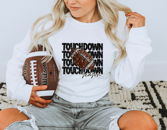 Faux Sequins Touchdown Season Sweatshirt