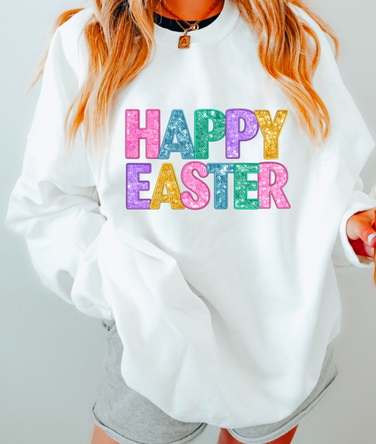 Faux Sequins Happy Easter Sweatshirt | Easter | Spring