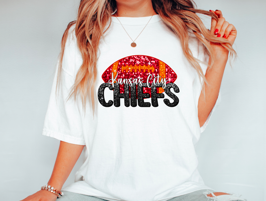 Faux Sequins Kansas City Chiefs Graphic Tee T-Shirt