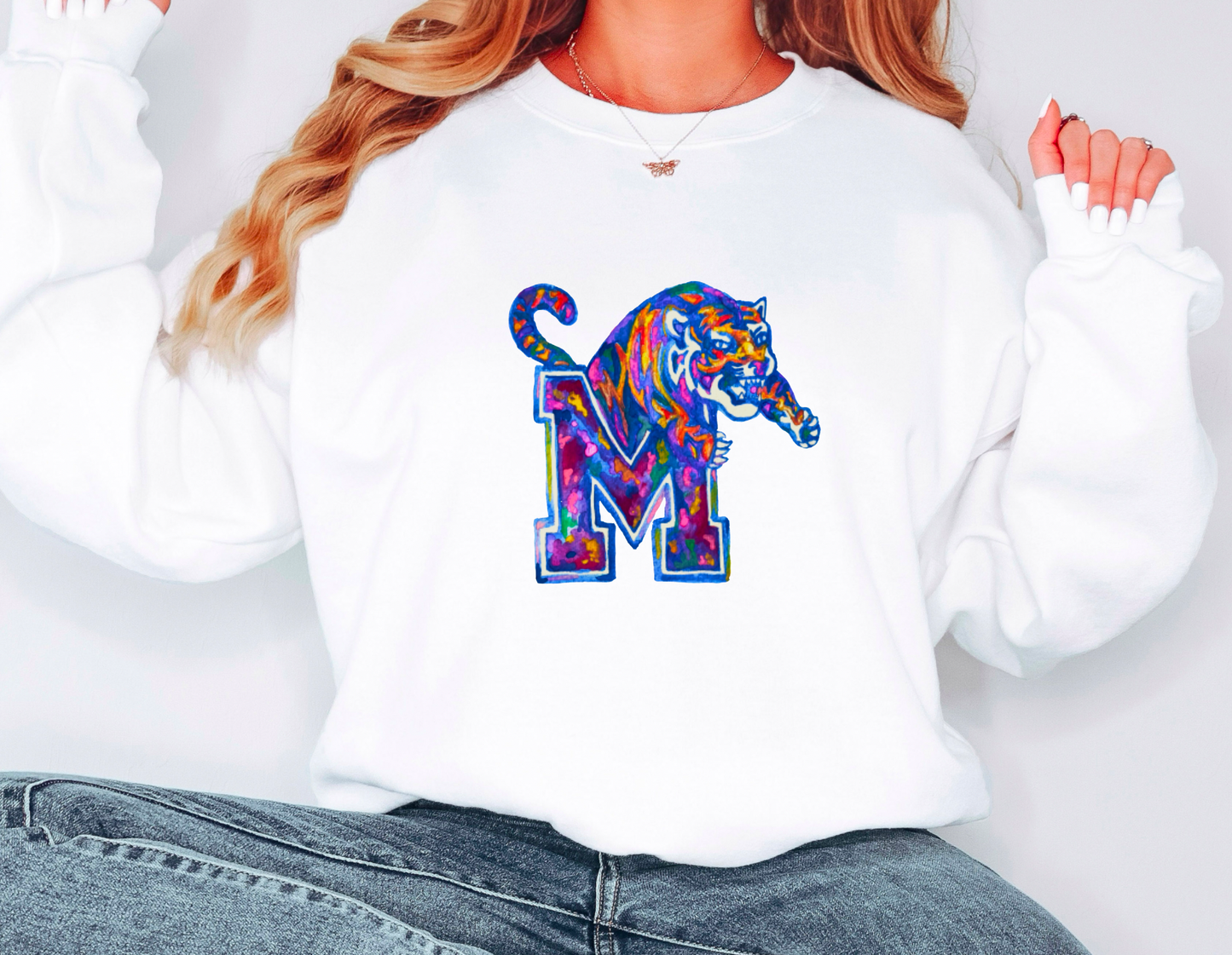 Watercolor Memphis Tigers Graphic Sweatshirt