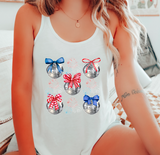 Coquette 4th of July Disco Ball Tank Top America USA