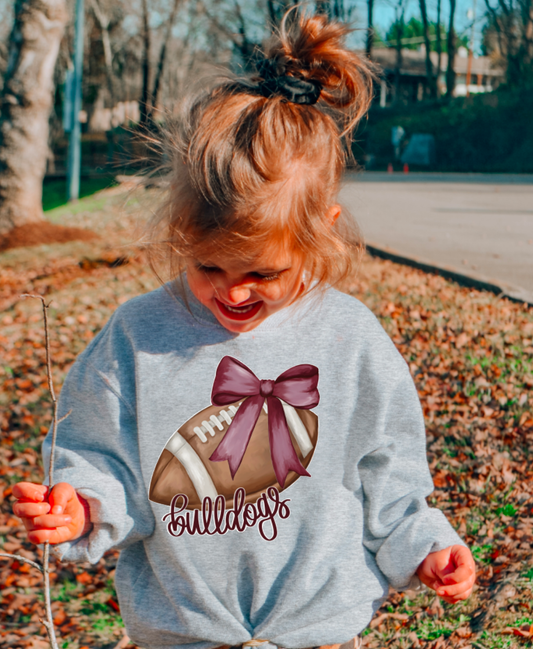 YOUTH Preppy Bulldogs Coquette Football Sweatshirt