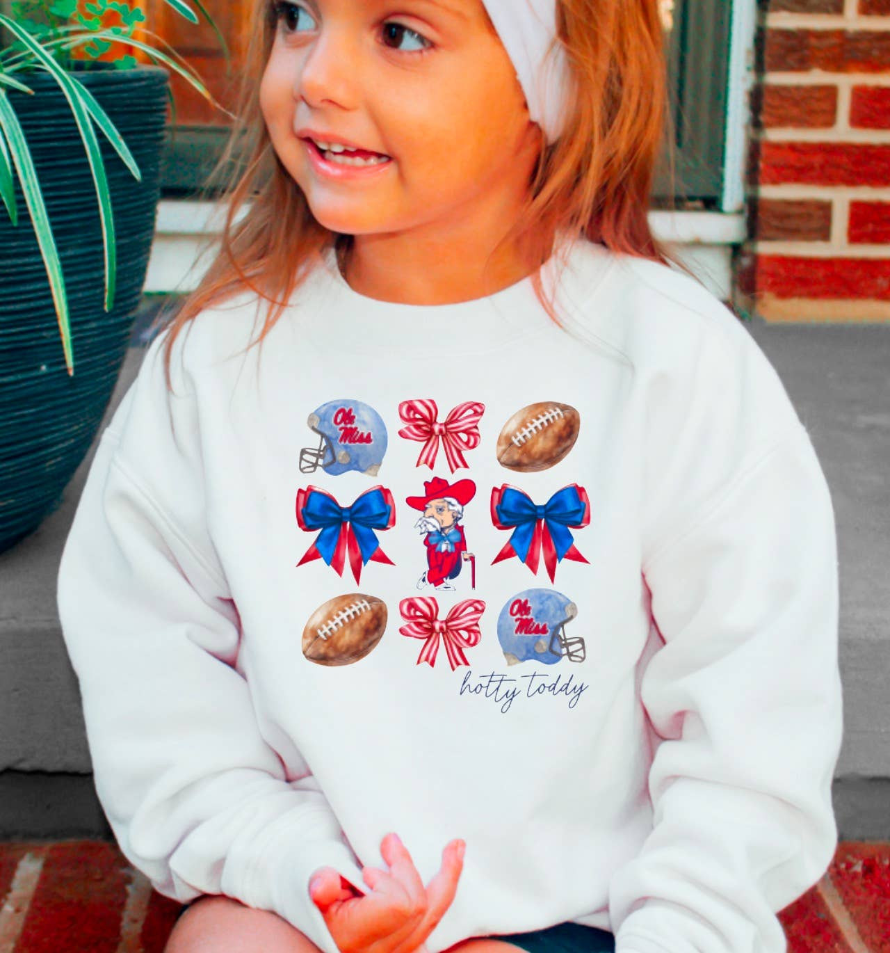 YOUTH Ole Miss Rebels Football Coquette Sweatshirt Kids