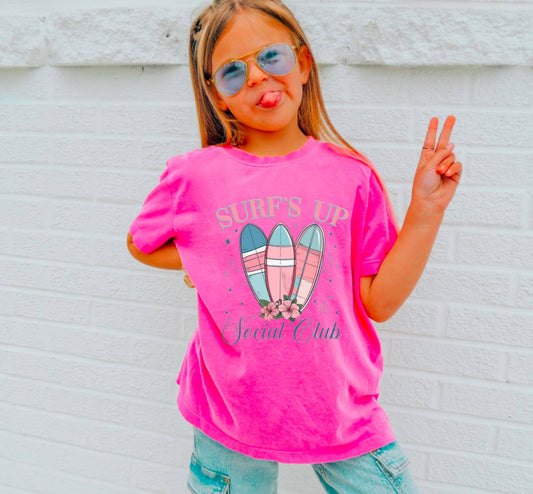 YOUTH Surf’s Up Social Club Tee Summer Beach Kids