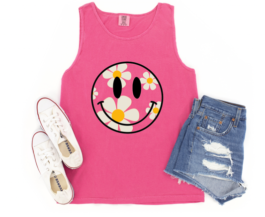 Daisy Smiley Face Comfort Colors Tank Summer Tanks