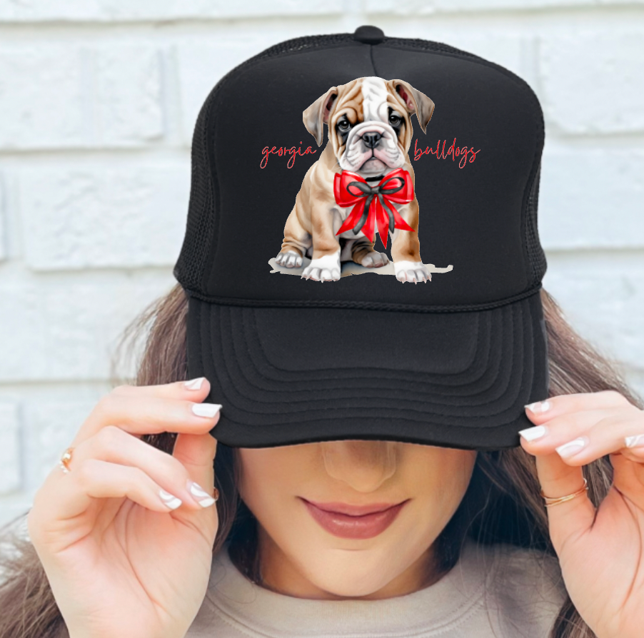Preppy Georgia Bulldogs Trucker Hat Football      