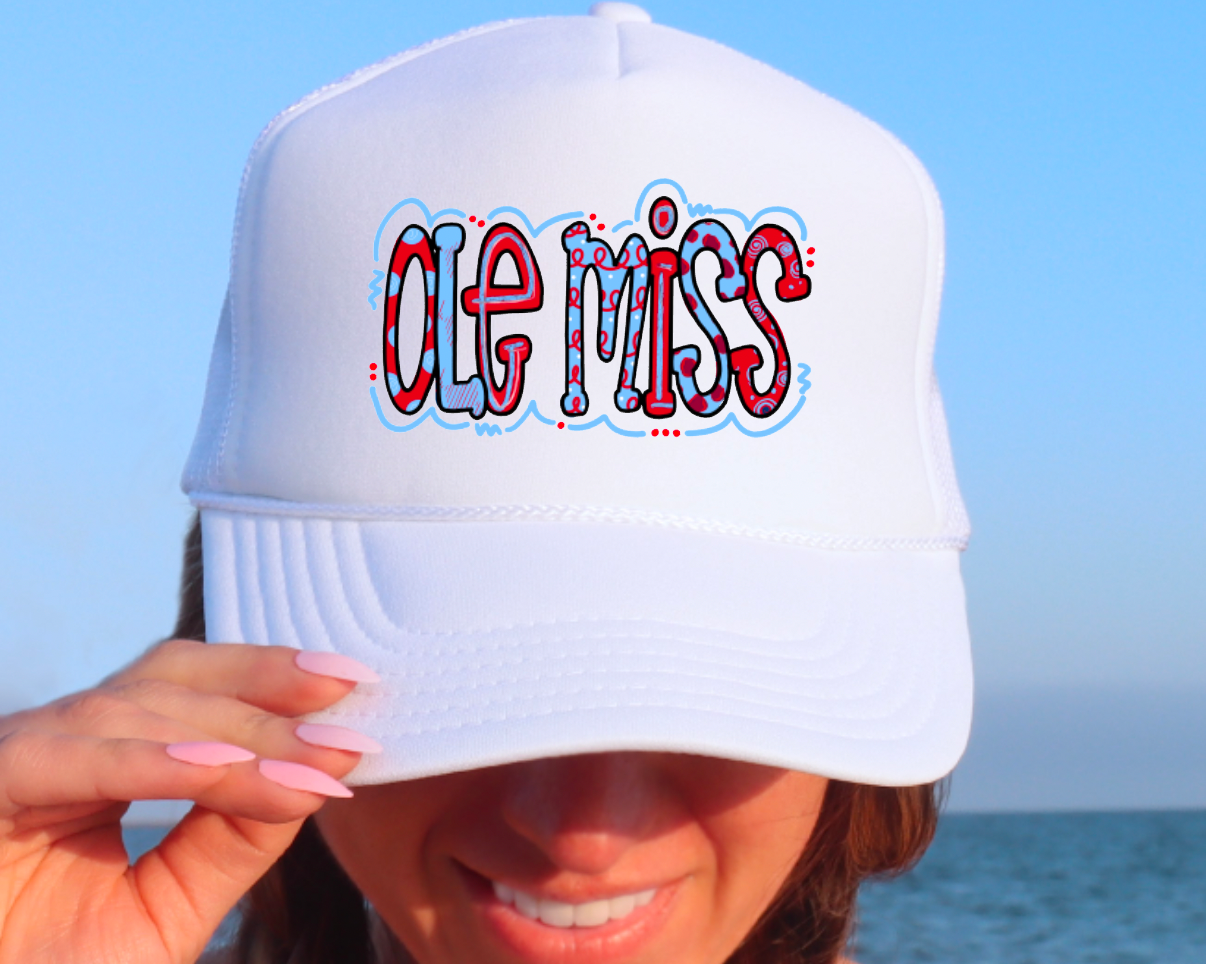 Ole Miss Doodle Game Day Trucker Hat