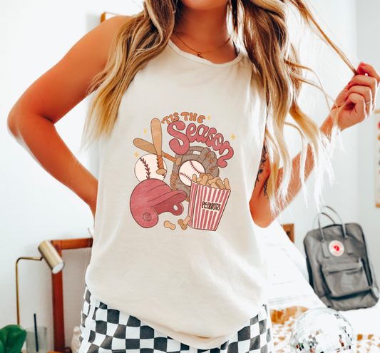 Retro Tis The Season Baseball Comfort Colors Tank Top