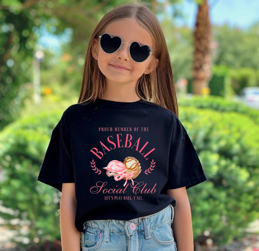 Toddler Preppy Baseball Social Club Tee Sports Summer Kids  