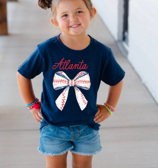 YOUTH Atlanta Braves Baseball Coquette Graphic Tee Kids
