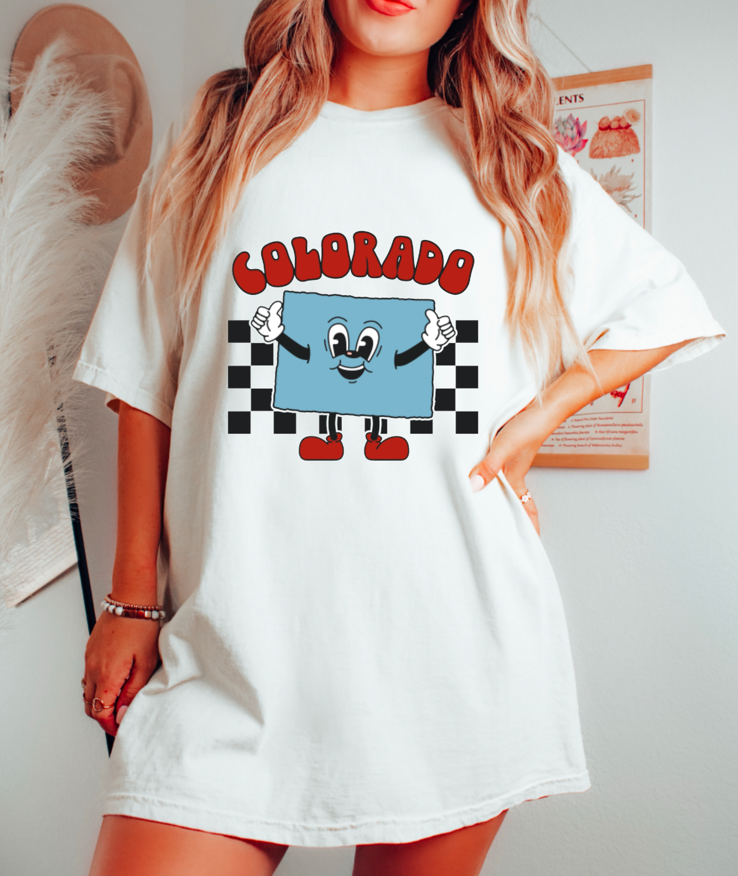 Retro Colorado Checkered Graphic Tee | States | Colorado