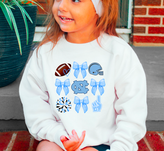 YOUTH North Carolina Tar Heels Coquette Bow Sweatshirt Kids