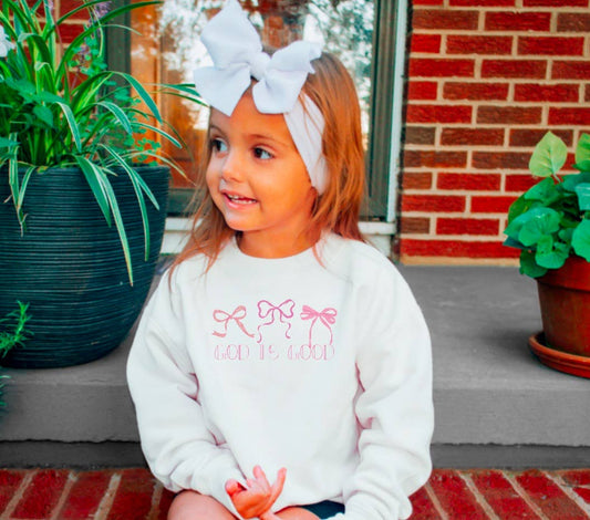 YOUTH God Is Good Coquette Sweatshirt Faith Kids 