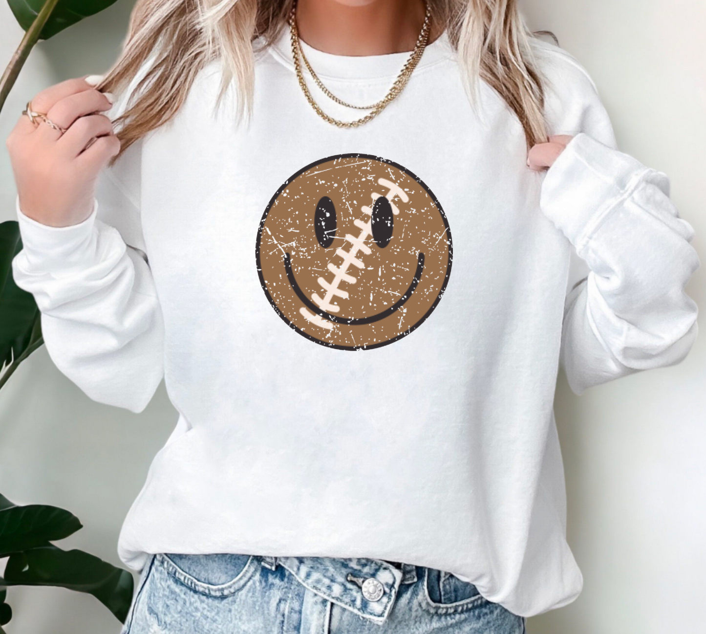 Football Smiley Face Comfort Colors Sweatshirt