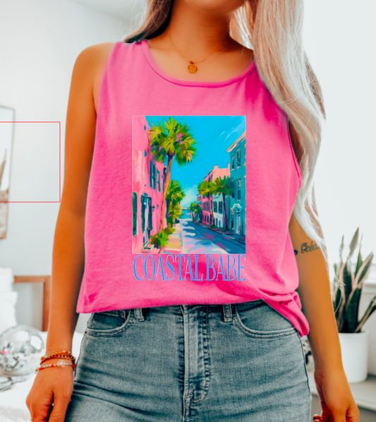 Preppy Coastal Babe Tank Summer Beach Vacation  