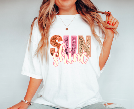 Faux Sequins Sunshine Summer Graphic Tee