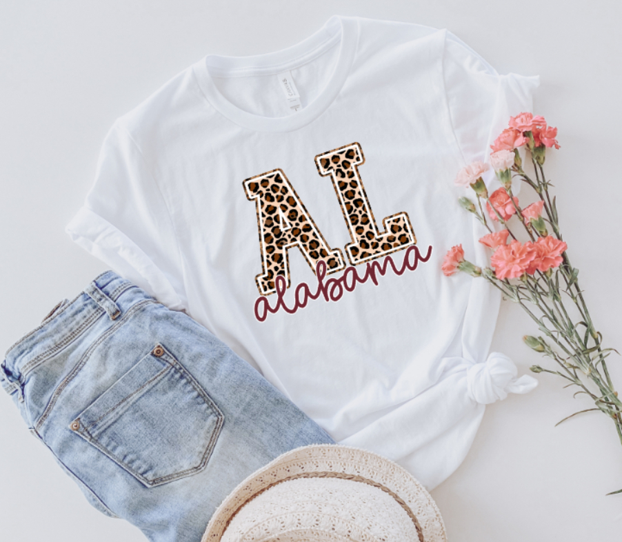 Leopard Alabama Graphic Tee | T-Shirts| Alabama Tees