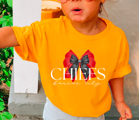 YOUTH Kansas City Chiefs Coquette Bow Graphic Tee Kids