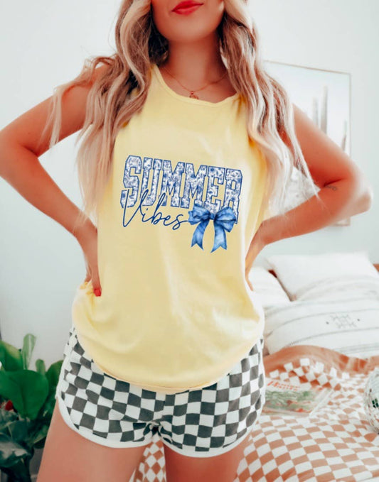 Chinoiserie Summer Vibes Coquette Toile Bow Tank