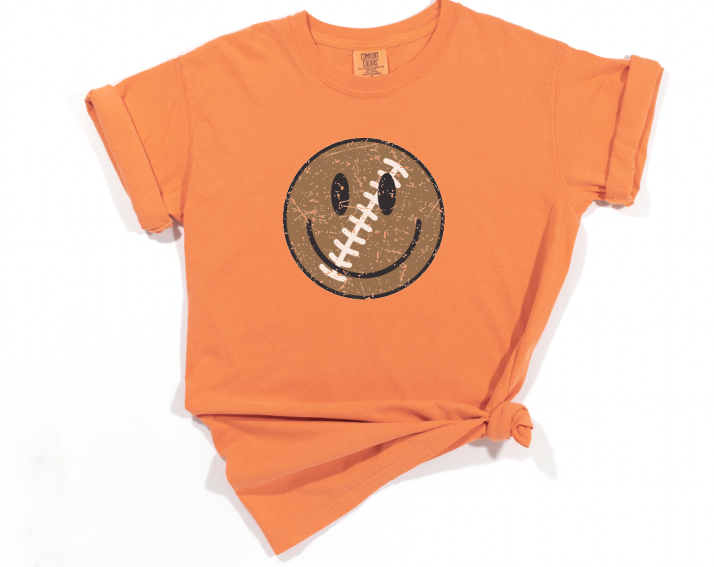 Football Smiley Face Football Graphic Tee