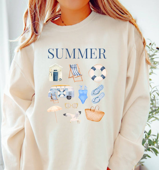 Summer Coquette Graphic Sweatshirt Beach   