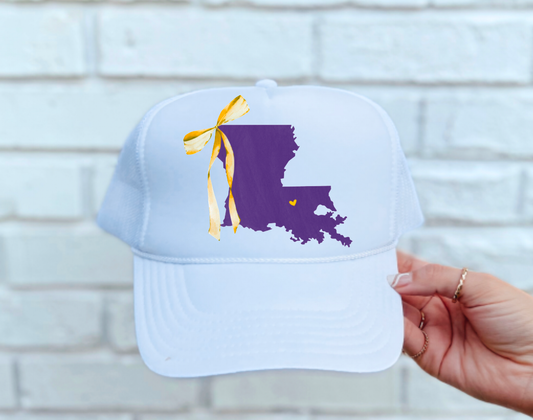 LSU Tigers Coquette Bow State Trucker Hat Louisiana 