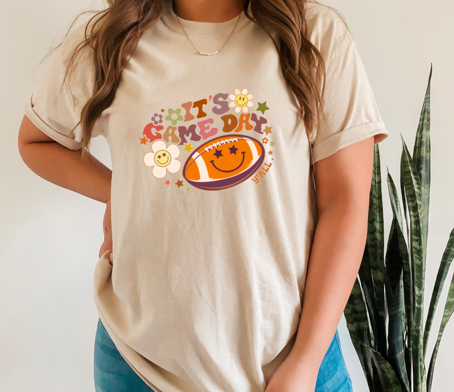 Retro It's Game Day Y'all Gildan 5000 Tee