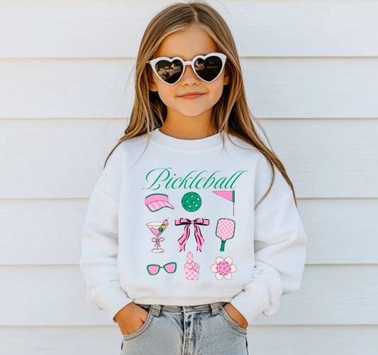 YOUTH Preppy Pickleball Coquette Sweatshirt Summer Sports
