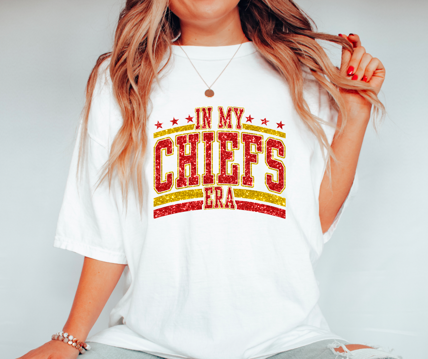 Faux Glitter In My Chiefs Era Football Graphic Tee