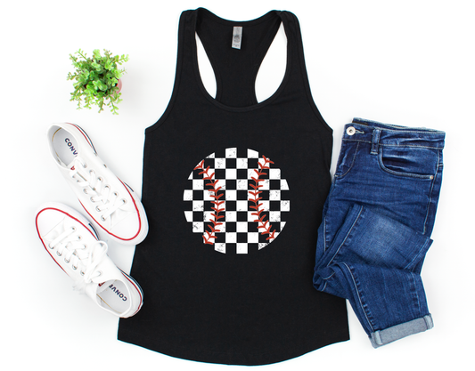 Retro Baseball Checker Tank Top | Baseball