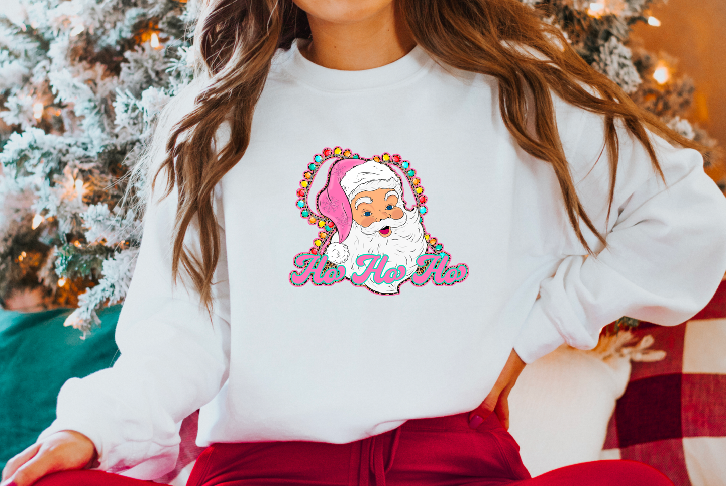 Retro Colorful Ho Ho Ho Gildan Sweatshirt