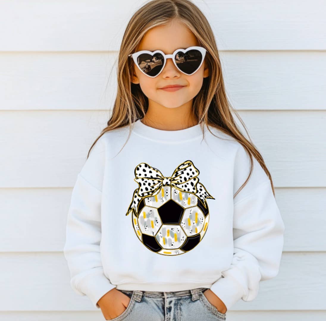 YOUTH Watercolor Soccer Ball Coquette Sweatshirt Sports 