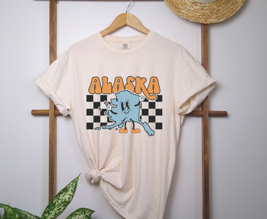 Retro Alaska Checkered Graphic Tee | States | Alaska