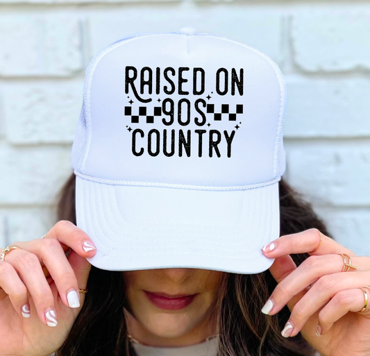 Raised On 90's Country Checker Trucker Hat | Western