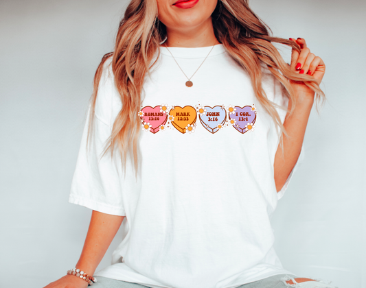 Christian Conversation Hearts Gildan Tee