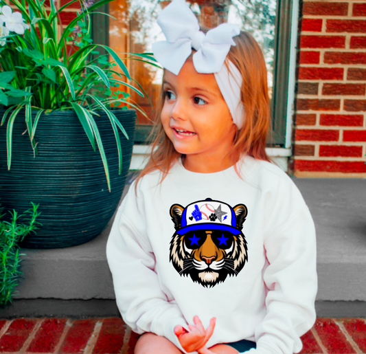 YOUTH Preppy Blue Tigers Sweatshirt Game Day        