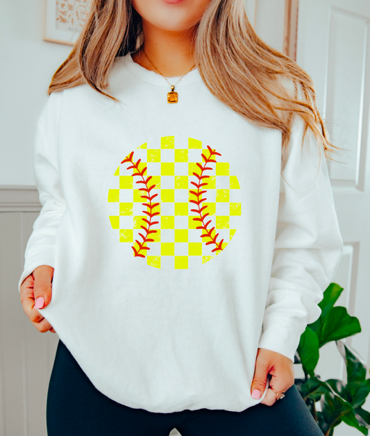 Preppy Softball Checker Sweatshirt | Softball | Sports